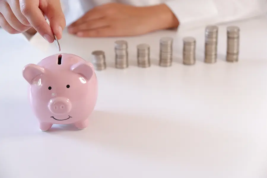 Piggy Bank and some coins